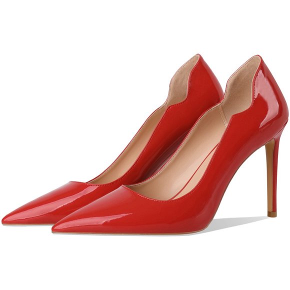 Petit Cadeau Lavinia - Sexy Slip on Pumps with 4" Heels. Red Patent Leather NEW! - Picture 2 of 7